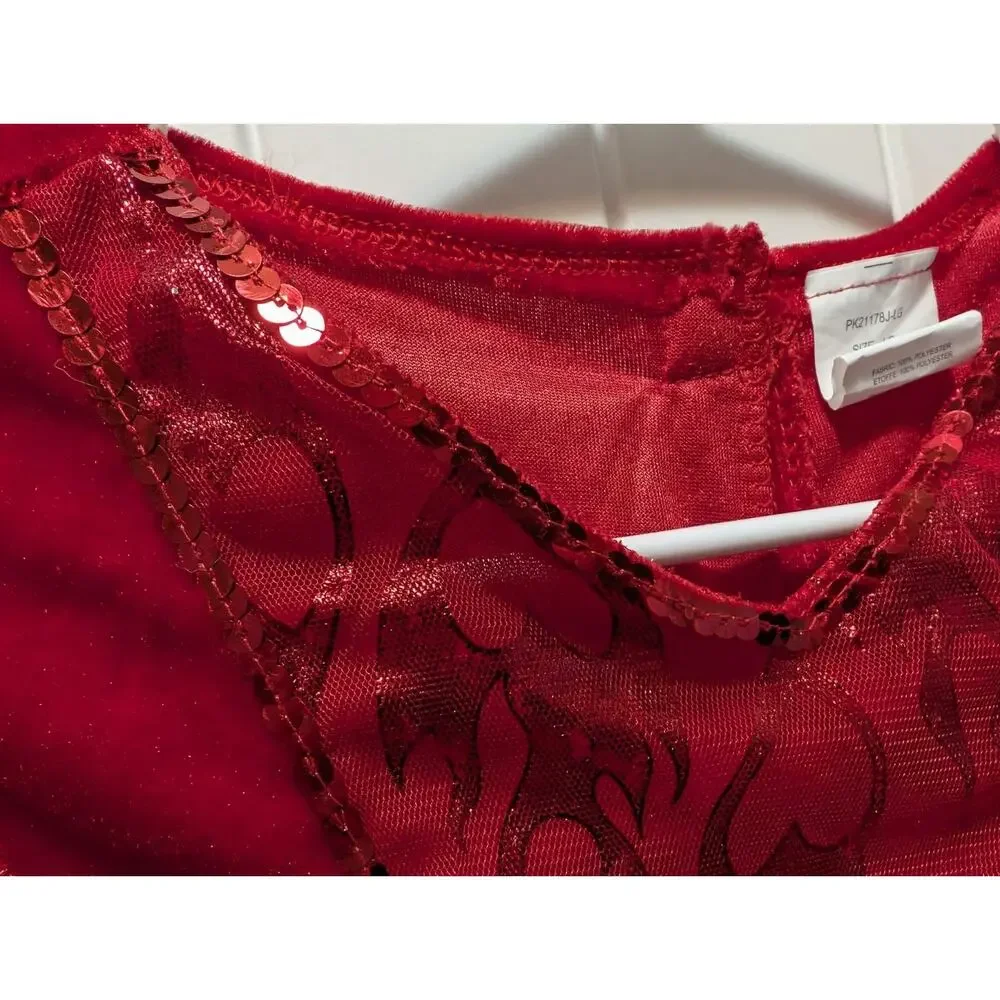 Spirit Halloween Kids Diva Devil Red Flared Jumpsuit Costume Size L